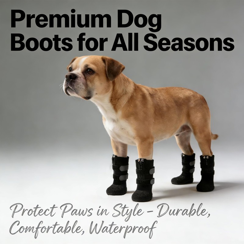 Phaechild Anti Slip Dog Socks Boots with Zipper,Waterproof Dog Shoes