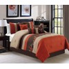 Chezmoi Collection Napa 7-Piece Luxury Autumn Leaves Scroll Embroidery Bedding