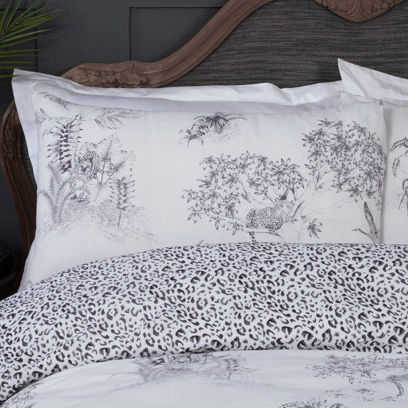 Sleepdown Jungle Toile Black White Leopard Print Geo Reversible Soft
