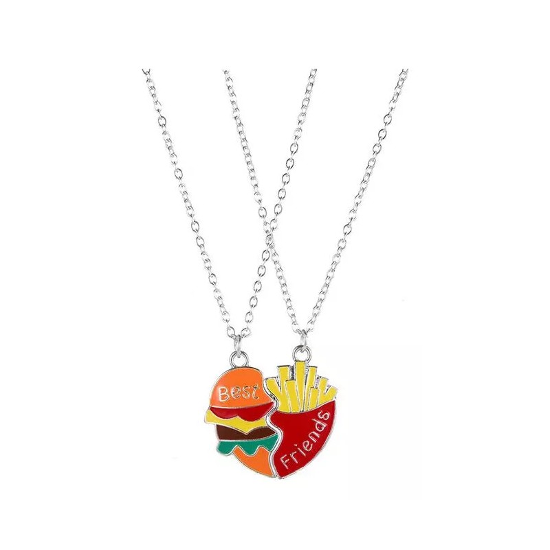 Deluxe 2x Collares Dijes Mejores Amistad Best Friends Hamburguesa