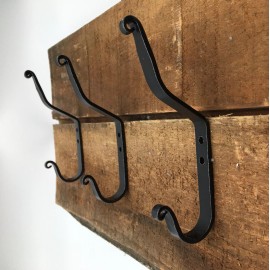 Unbranded Wall Mounted Double Coat Hook - Wrought Iron - Amish made - 4 hooks