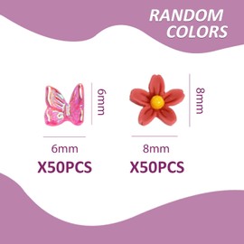 UBSIUH 50 Flower Jewelry And 50 Butterfly Jewelry, Nail Decorations, Diy Nail Art, Mini Resin Decorations.