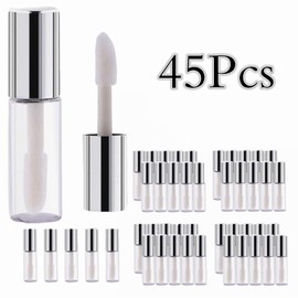 Lip Gloss Tube, Empty Lip Gloss Bottle Set, 45 Pieces Mini 1.2 ml Lip Balm Cute Bottle Empty Cosmetic Container Tube Travel Gloss Accessories