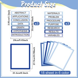 Trandraft 24 Sheets Science Fair Board Supplies 18 Self Adhesive Presentation Science Subtitles 6 Science Fair Project Titles Science Fair Board Sticker for School Office Supplies (Gradient Blue)