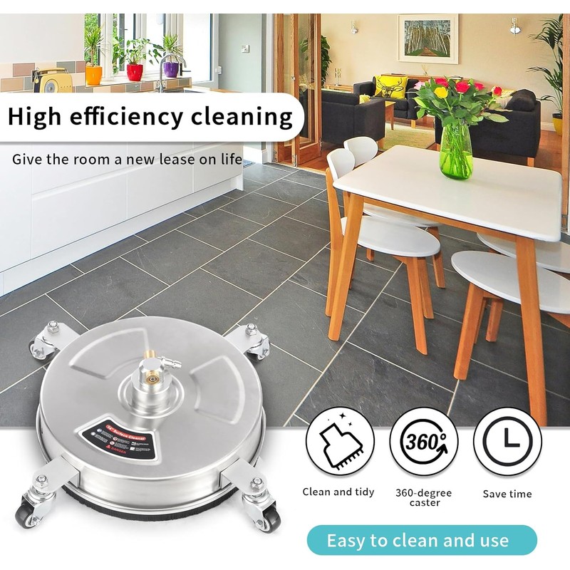 14" Pressure Washer Surface Cleaner with 4 Wheels - Stainless