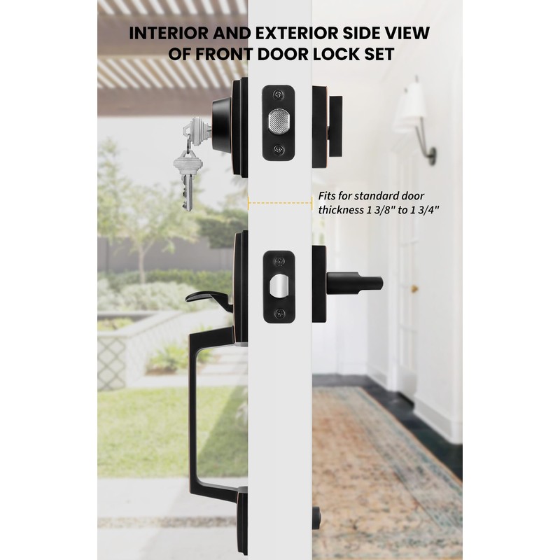 goldenwarm Oil Rubbed Bronze Front Door Handle and Deadbolt Set,