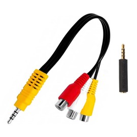 FUGSHIYI RCA Conversion Cable AV Cable 3.5mm 4 Pole Mini Plug Stereo Audio Video Converter Cable Male 3 Female Red White Yellow 3RCA Male Plug 22cm with CTIA-OMTP Adapter