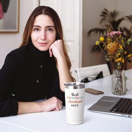 Qtencas Administrative Professional Day Gifts for Administrative Assistant, Best Administrative Assistant Ever Stainless Steel Insulated Travel Tumbler, Administrative Assistant Gifts(20oz, White)