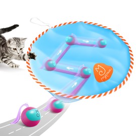 Migipaws Interactive Cat Ball Toy Set, Fun Tracker, Glowing Chase Ball with MystiChaser Pouch, Fluffy Tail, A Small Mice(Rose)
