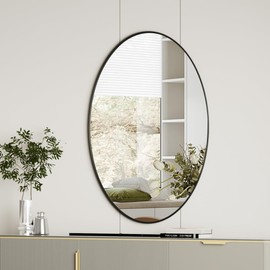 Koonmi Koonmi Black Oval Bathroom Mirror, 20"x28" Bathroom Vanity Mirror, Oval Mirror for Bedroom Living Room Entryway, Hangs Horizontal or Vertical
