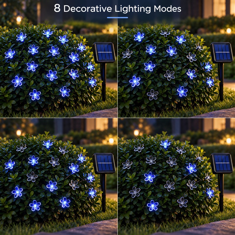 Solar Cherry Blossom String Lights for Outdoor Decoration – 20