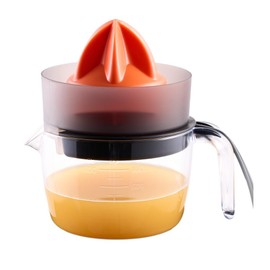 Primtronic Electric Citrus Juicer – 3 Cup (24 oz) Orange Juicer with Seed Filter, Auto-Reverse, Compact Design – Easy Press Citrus Juicer for Oranges, Lemons, Limes – BPA-Free – Black and orange