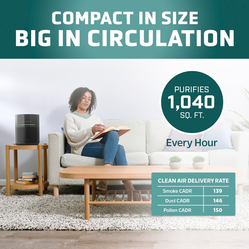 GermGuardian Airsafe+ Air Purifier for Home, for Wildfire Smoke, Pets,