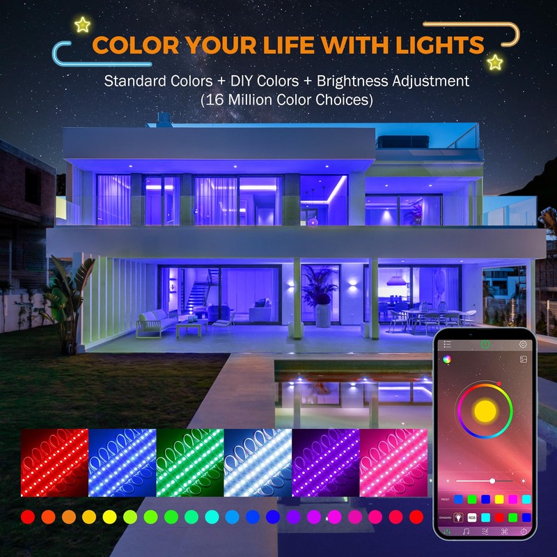 BEAMNOVA 40Ft RGB Commercial LED Storefront Lights Kit, Bluetooth App