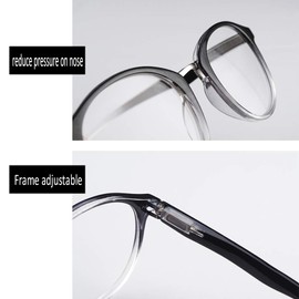 LINGAN Reading Glasses Round Computer Readers Clear Lens Glasses Spring Hinge for Men Women (Black and White, 3.00)