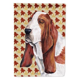 Caroline's Treasures SC9212GF Basset Hound Fall Leaves Portrait Garden Flag Mailbox Flag Decorative Yard Flag Banner Outside Patio Artwork Yard Flower Beds, Garden Size, Multicolor