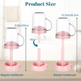 Pink Toothbrush Holder with Cover,3 Slots Toothbrush Holder with Toothbrush Covers,Toothpaste Toothbrush Organizer,Electric Tooth Brush Holder for Bathroom,Gifts for Valentine's Day