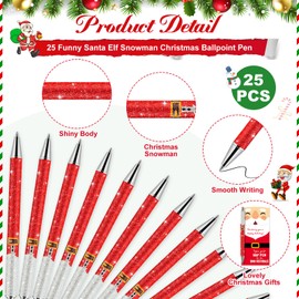 Sayglossy 25 Sets Christmas Gifts Bulk Glitter Christmas Pens Novelty Pens Santa Claus Christmas Writing Pens with Inspirational Cards Welcome to The Team Gift Employee Appreciation Gifts(Santa)