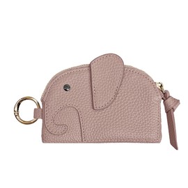 Giselle Smart Key Case, Smart Key Case, Genuine Leather, Elephant, Mini Wallet, Card Case, Thin, Accessory Holder, Carabiner, Women's, Men's, grey pink