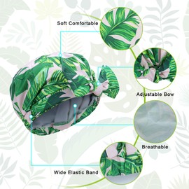 Shower Cap - Women Bowknot Bath Cap Double Layer Large Reusable Shower Hat For Bathing Showering Spa Hotel Travel Use