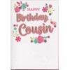 Happy Birthday Card - Cousin - Gold Glitter – Flowers