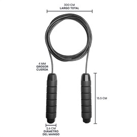 LINKY Cuerda para Saltar Ajustable 300 cm con Rodamientos de Alta Velocidad, Mango Ergonómico Antideslizante, Cuerda para Ejercicio, Cardio, CrossFit, Fitness y Entrenamiento, Color Negro