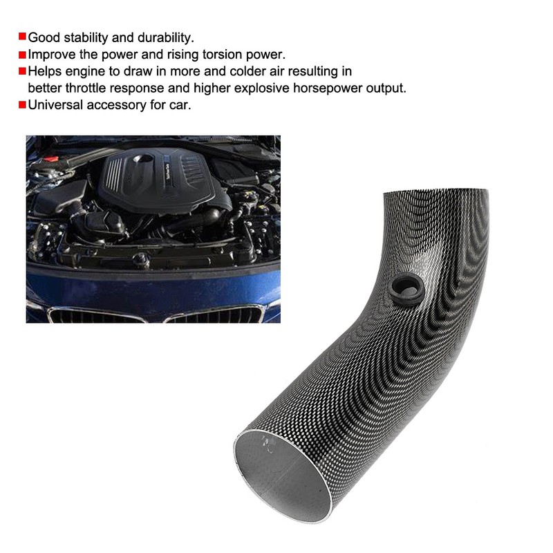Universal Car 75mm Inlet Carbon Fiber Look Steel Cold Air