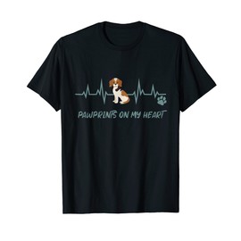 Beagle Dog Owners Cute Funny Heartbeat Pawprints On My Heart Men Women Kids T-Shirt