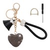 Mrotasvi Black Heart-Shaped Rhinestone Keychain with Leather Tassel for Women