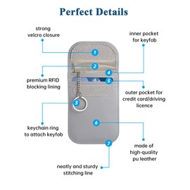 Teskyer 2 Pack Faraday Pouch for Car Keys, Keyless Car Key Signal Blocker Pouch, Rfid Key Pouch, Light Grey