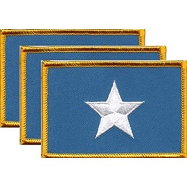 Pack of 3 Somalia Flag Patches 3.50 x 2.25 Inch Pack of Three International Embroidered Iron On or Sew On Flag Patch Emblems