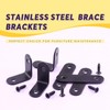 Swpeet 56pcs Black Stainless Steel Corner Struts Set Metal L