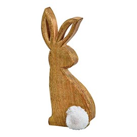 foolonli Rabbit Easter Bunny Wood Brown Natural Decoration Easter Table Decoration Height 20 cm