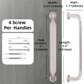 Amasideca 10 Pack Brushed Satin Nickel Cabinet Pulls 6.3 Inch(160mm) Hole Centers Kitchen Cabinet Handles Zinc Alloy Drawer Pulls Solid Cabinet Hardware