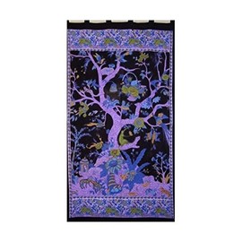 Tree of Life Tab Top Curtain-Drape-Door Panel-Black/Purple