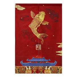 BAIHT HOME Doorway Curtain Japanese Noren Traditional Chinese Fish Door Curtain Cotton Linen Decorative Bedroom Tapestry 29 x 35 inches