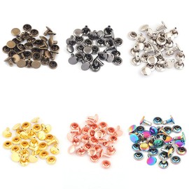 YEWIN Tubular Double Cap Rivets - 9mm Rainbow Metal Button Round Rapid Rivet,Rivet Studs for Purse Bags Handbags Shoes Belts Leather Craft Repair (Each Color 20 PCS)
