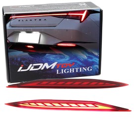 iJDMTOY Dark Red Lens Full LED Lower Bumper Reflector Lights Compatible with Hyundai 2021-2023 Elantra, Function as Tail, Brake, Sequential Blink & Rear Fog Lamps