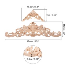 uxcell 5pcs Wood Appliques Onlays Set DIY Horn Flower Decorative Wood Carved Onlay for Furniture Bed Door Wardrobe,Weighs 170g, (1pc 40cm and 4pcs 12cm Length)