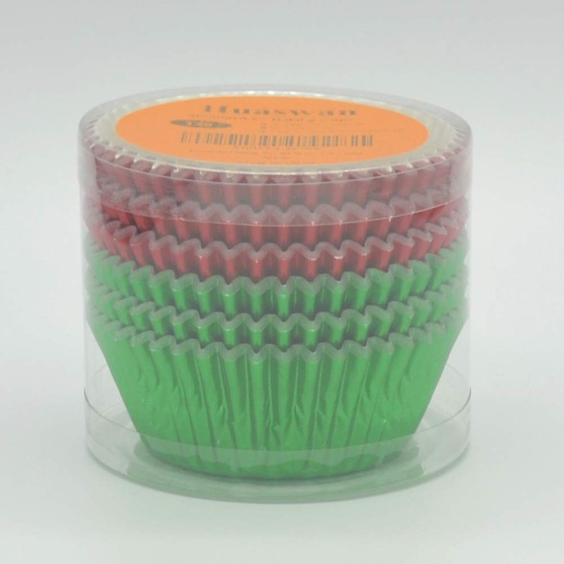 Huaswan Red Green Foil Cupcake Liners Standard Baking Cups for