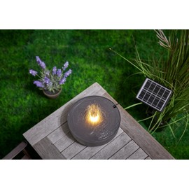 Northpoint Solar Springbrunnen Gartenbrunnen Wasserfontäne mit LED Beleuchtung Wasserspiel für Außenbereich Energieeffizient Umweltfreundlich Dekoration (Grau)