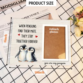 Penguin Gifts, Engagement Picture Frame, Wedding Gifts for Couple, Valentine's Gift for Him Her, Anniversary Couple Gifts, Penguin Love Gifts Photo Frame, fits 4x6 Photo, when Penguins Find Their Mate They Stay Together Forever
