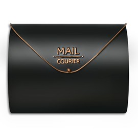 Outdoor Wall Mount Mailbox, 13 x 3.24 x 10.3 inch Black Waterproof Mail Box, Heavy Duty Wall-Mounted Mailboxes for Home, Envelopes, Magazines & Small Packages
