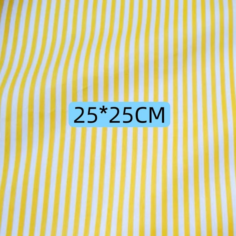 10pcs Yellow Striped Cotton Fabric Bundle,25cm*25cm Quarter Fabric for DIY