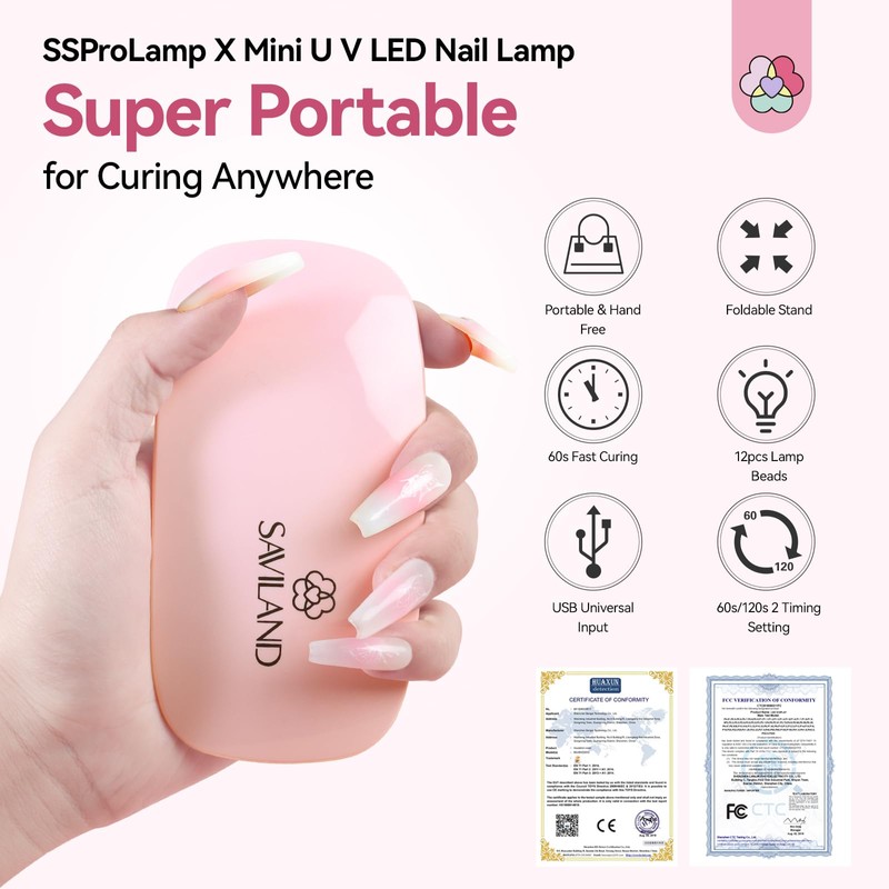 Saviland U V Gel Nail Lamp Mini U V Lamp
