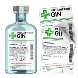 Gin Prescription Medical Alcohol Bottle Gift Funny Drinks Sticker (6)