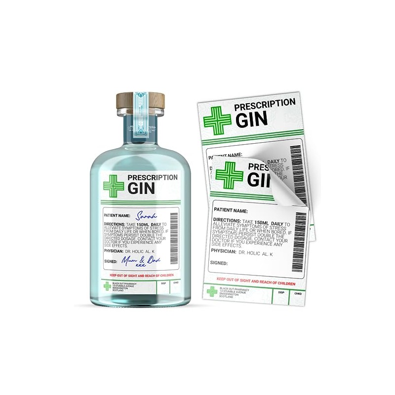 Gin Prescription Medical Alcohol Bottle Gift Funny Drinks Sticker (6)