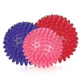 Spiky Massage Balls Combo - Plantar Fasciitis, Trigger Point, Deep Tissue, Myofascial Release, Stress Ball, Yoga Pilates Exercise, Rehab Phyiso, (Pink, Purple, Red, 7.5cm, 8cm, 10cm)