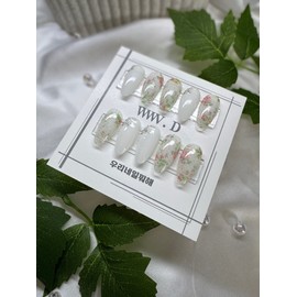 Vintage corsage, rose pink summer nail tips What are we doing with our nails - Medium Oval / 빈티지 코사지, 장미 핑크 여름 네일팁 우리네일뭐해 - 미디엄 오벌