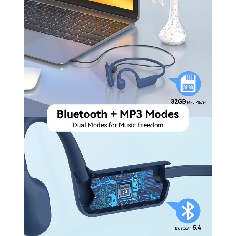 MONODEAL Bone Sound Headphones Bluetooth 5.4, IP68 Waterproof Headphones Float